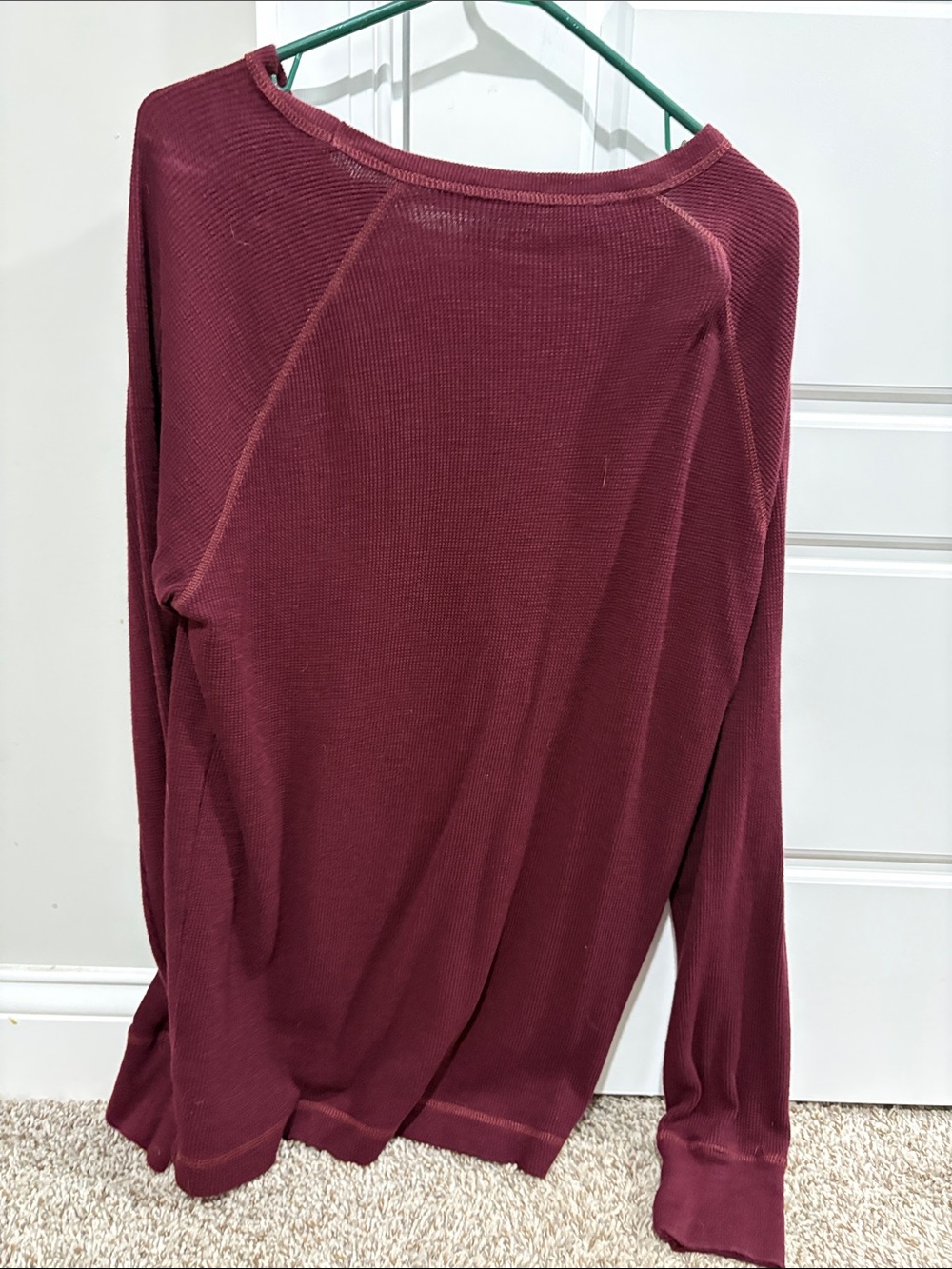 American Eagle Outfitters Long-Sleeve Waffle Knit Top - Wine - Picture 3 of 3